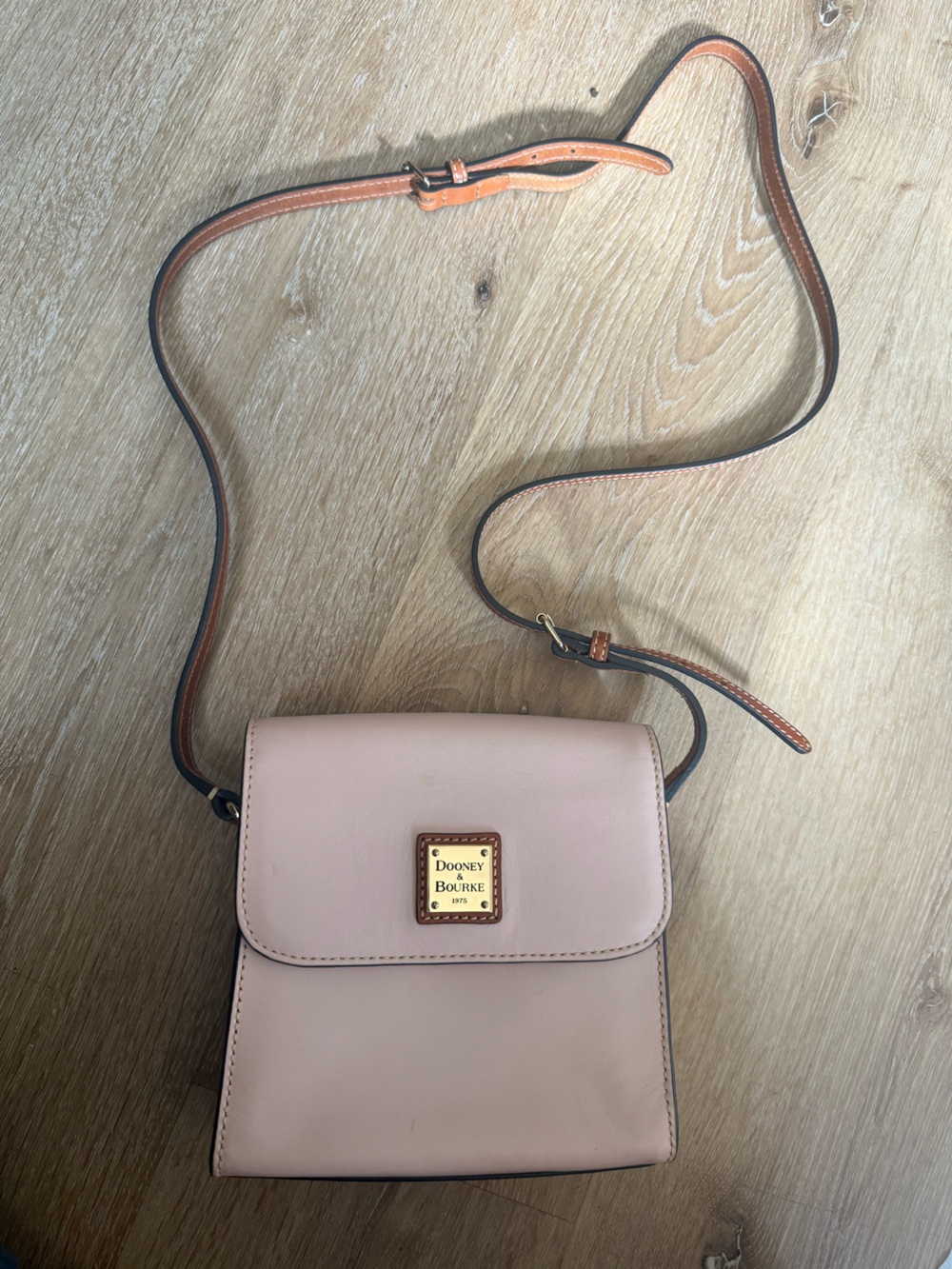 Dooney & Bourke Pink Leather Crossbody with Gold Plaque